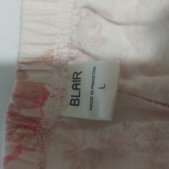 Blair Pink Floral Womens Size Large Pajama Set.Elastic Waist .100 % Cotton - Picture 8 of 12